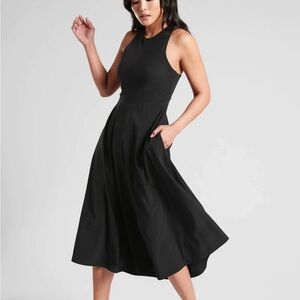 Athleta Winona Hybrid Support midi dress, black XXS